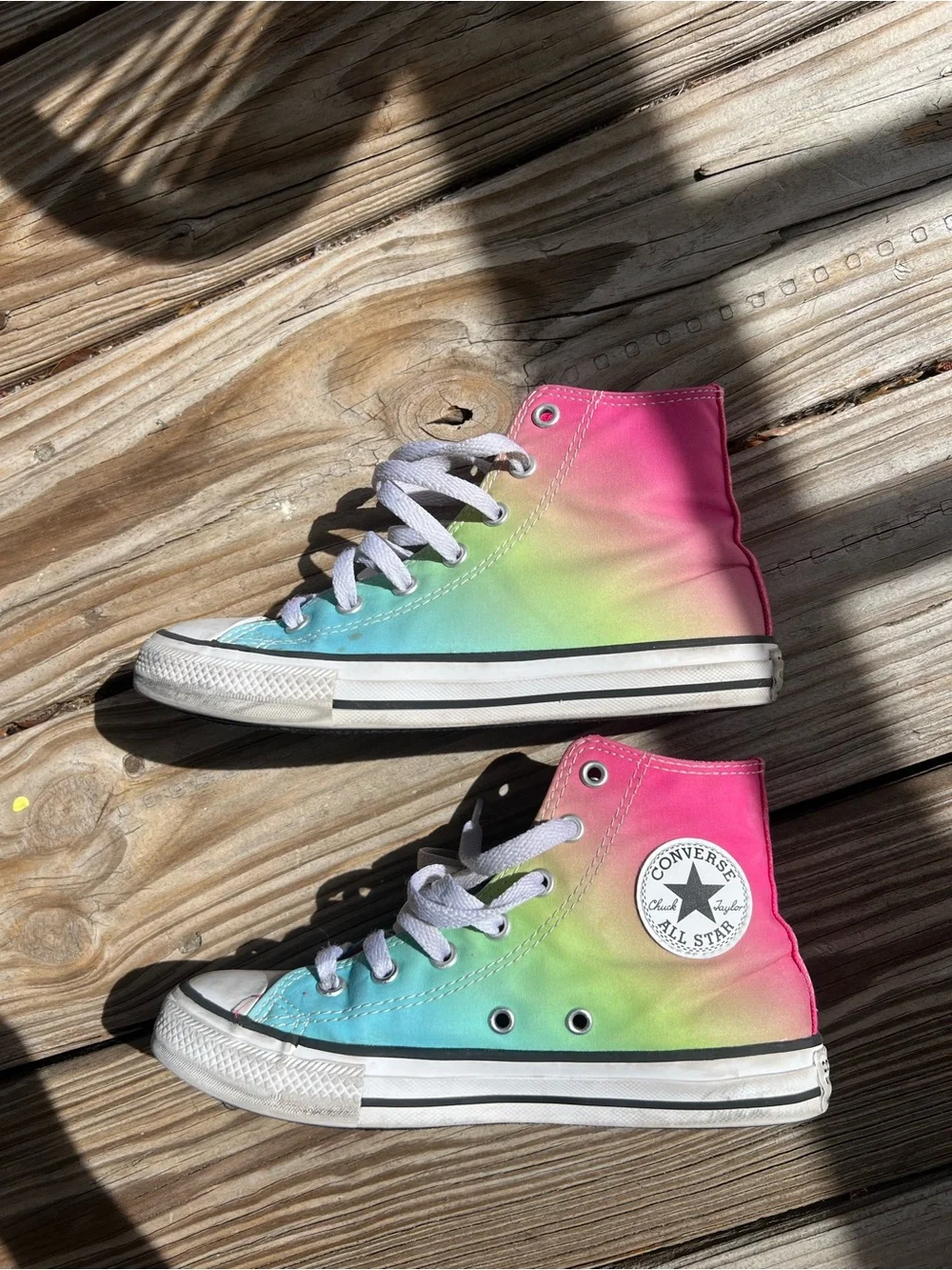 Converse Kids High Top Sneakers - Pink, Teal, Lime Gradient